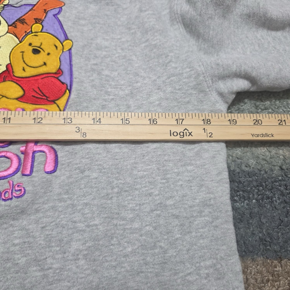 Disney Winnie the Pooh & Friends Embroidered Crewneck Sweatshirt Kids 10/12 Gray - Picture 5 of 6